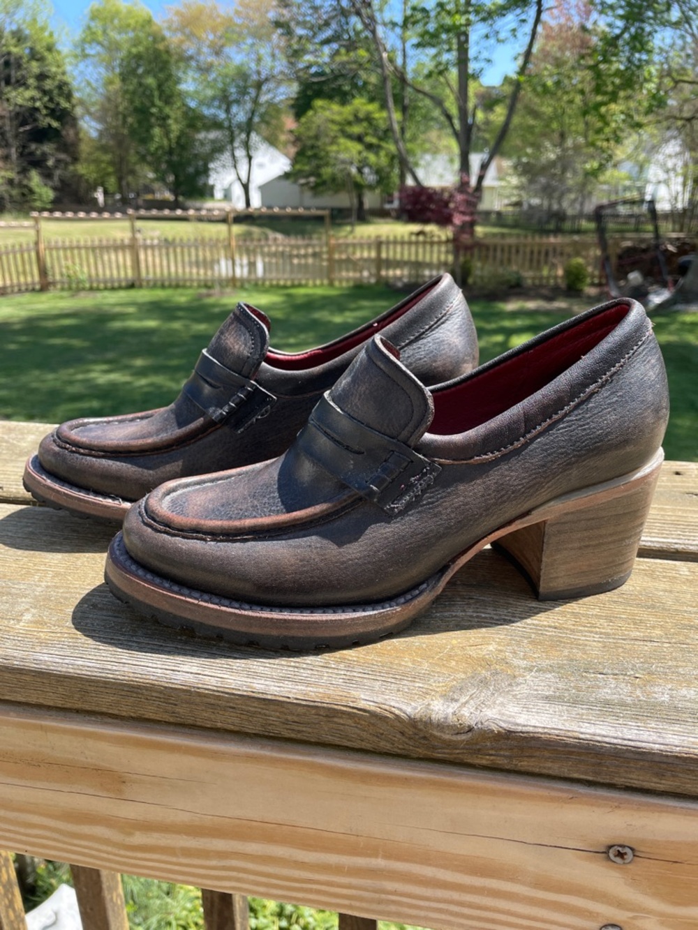 Freebird by Steven Sz 8 Bristol Brown Leather Block-Heel Loafers - Picture 4 of 12